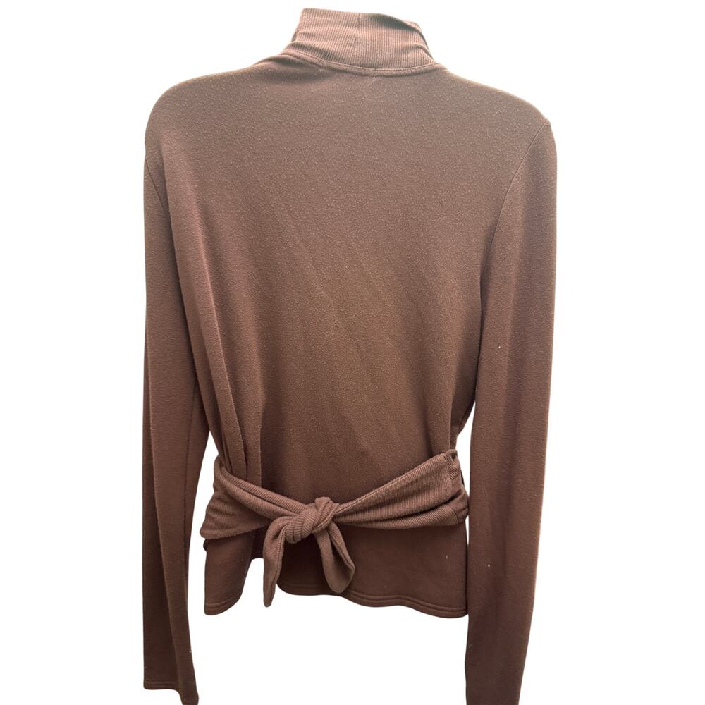 Athleta Sweater Wrap Tie Cardigan Sweater Brown Chocolate Womens M Yoga Pilates - Picture 2 of 3